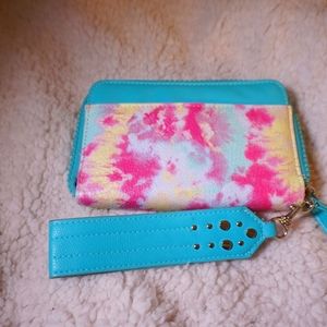 Blue tye dye wallet wristlet